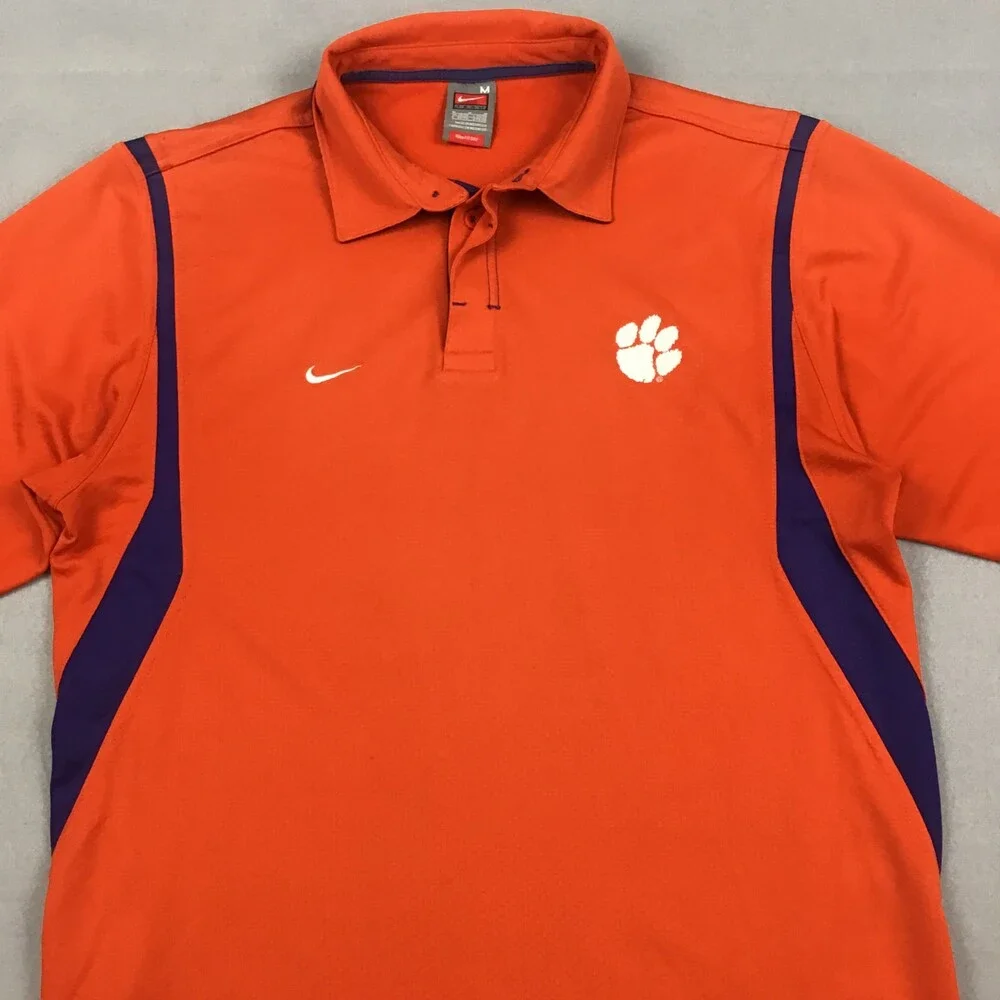 Vintage Clemson Tigers Shirt Men Medium Orange Nike Dri Fit NCAA Paw Y2K 2000s *
